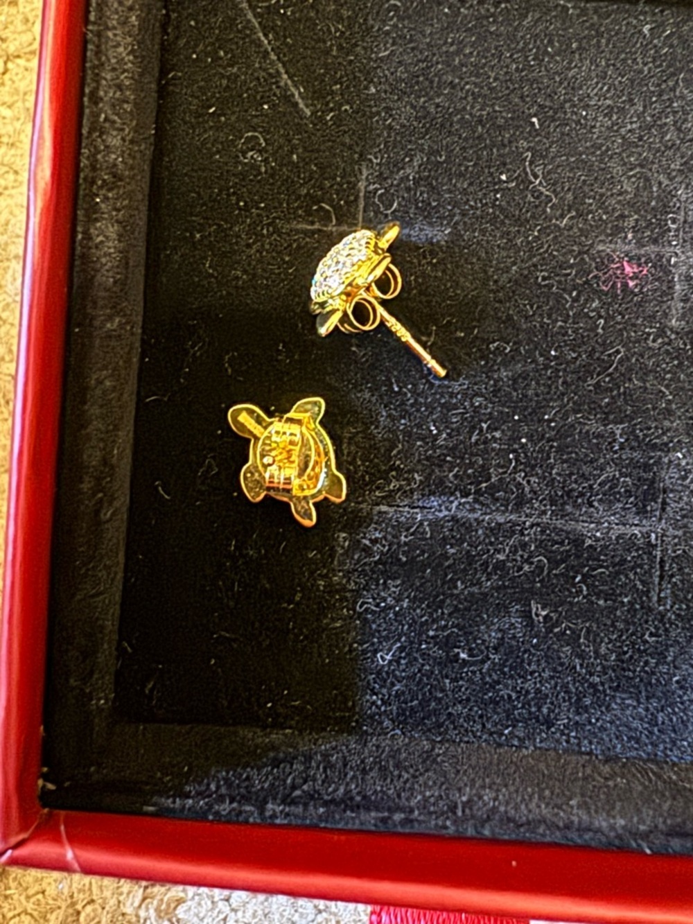 Gold S925 Turtle Moissanite Earrings - Picture 3 of 6
